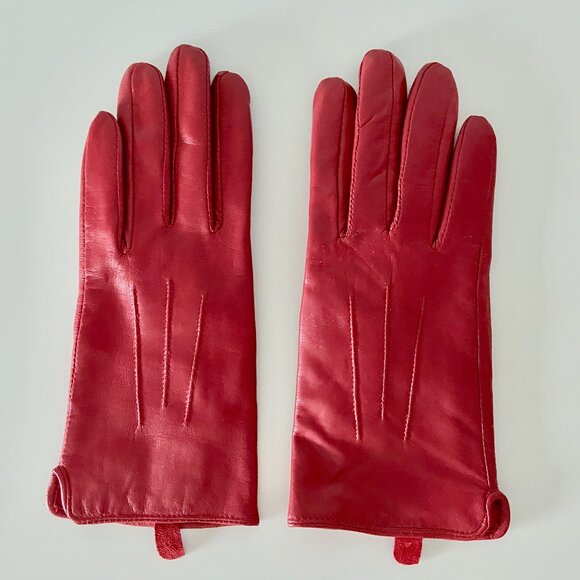 JESSICA Red Faux Leather Gloves with Thinsulate Lining - Size 7 - Picture 1 of 5